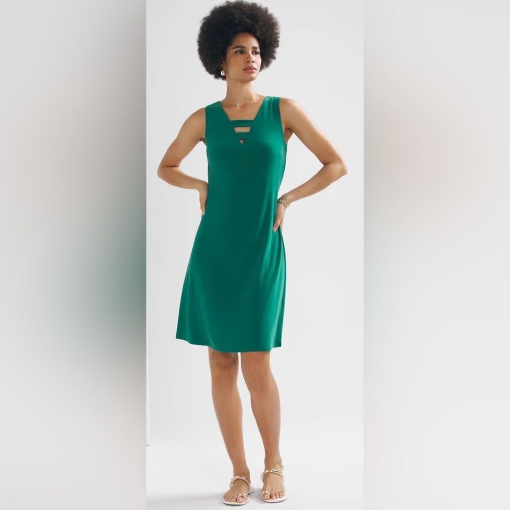 White House Black Market Cutout Mini Dress Size XS V-Neck Zipper Back Green